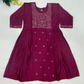 Attractive Dark Pink Color Embroidery And Sequins Work Kurti For Women