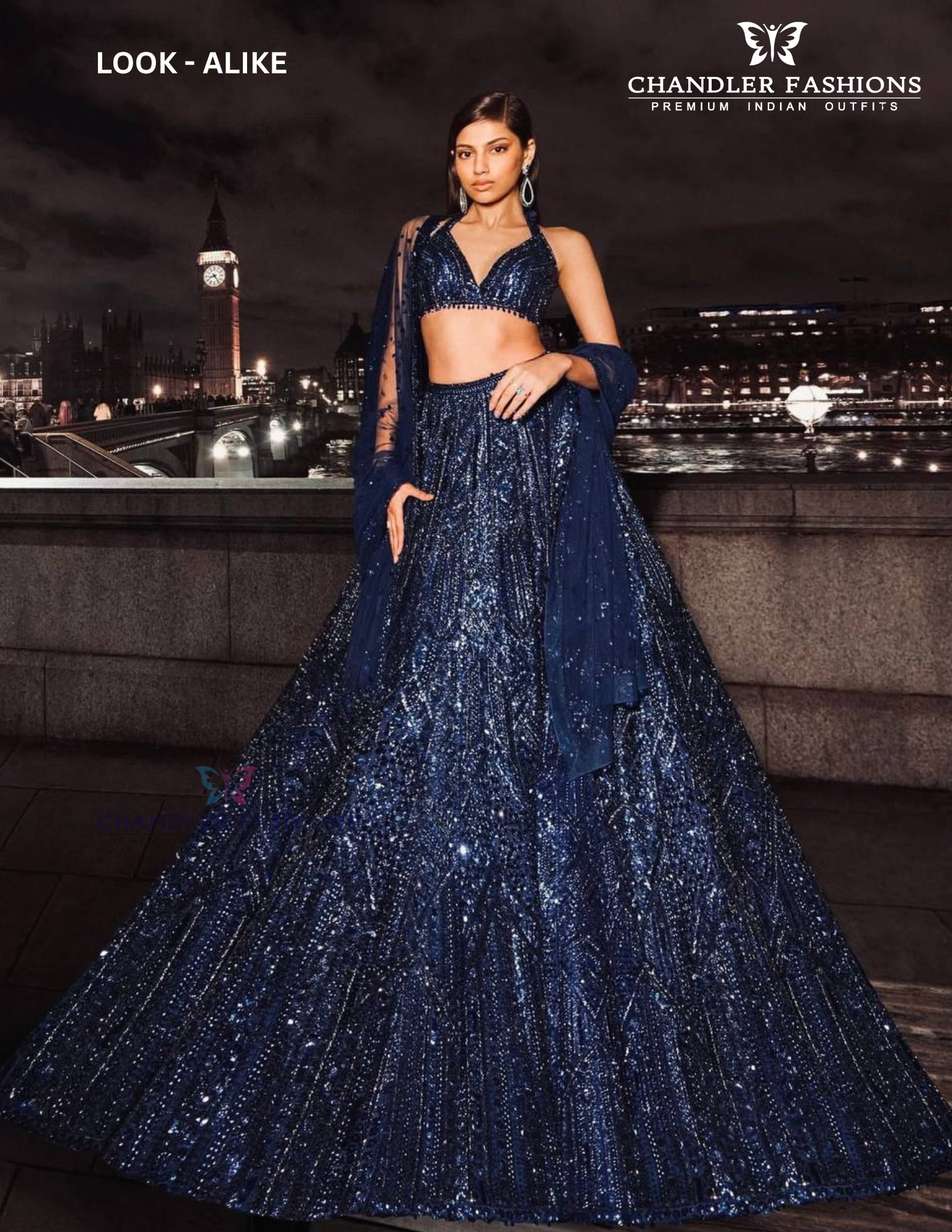 Dark Blue Color With Sequins And Dori Work Lehenga Near Me