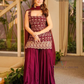 Alluring Maroon Color Georgette Palazzo Suit With Embroidery Work Near Me
