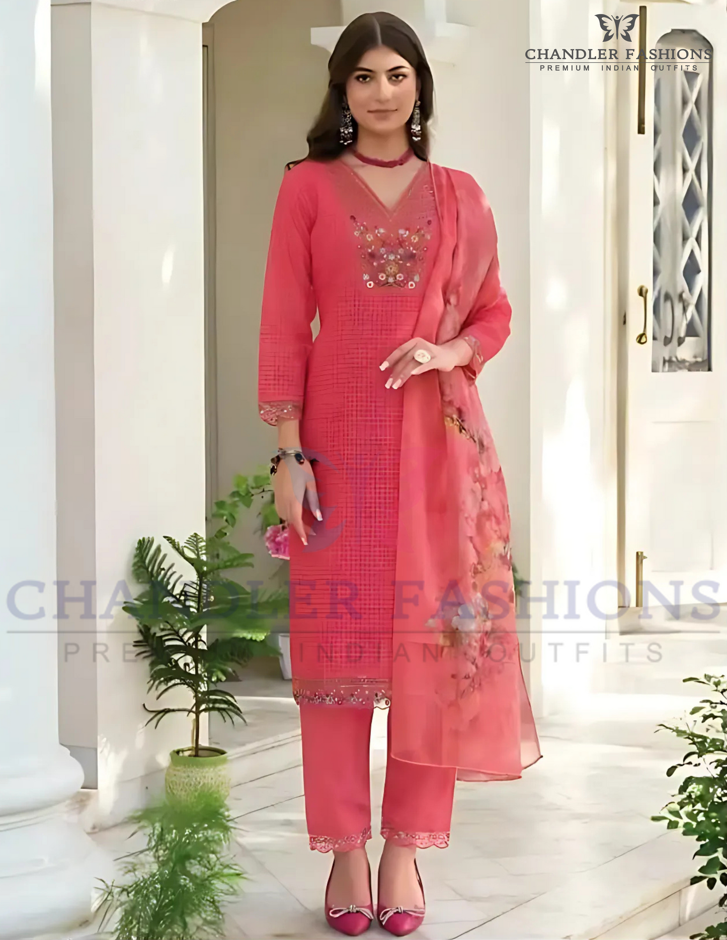 Attractive Pink Color Embroidery Salwar Suits With Dupatta For Women