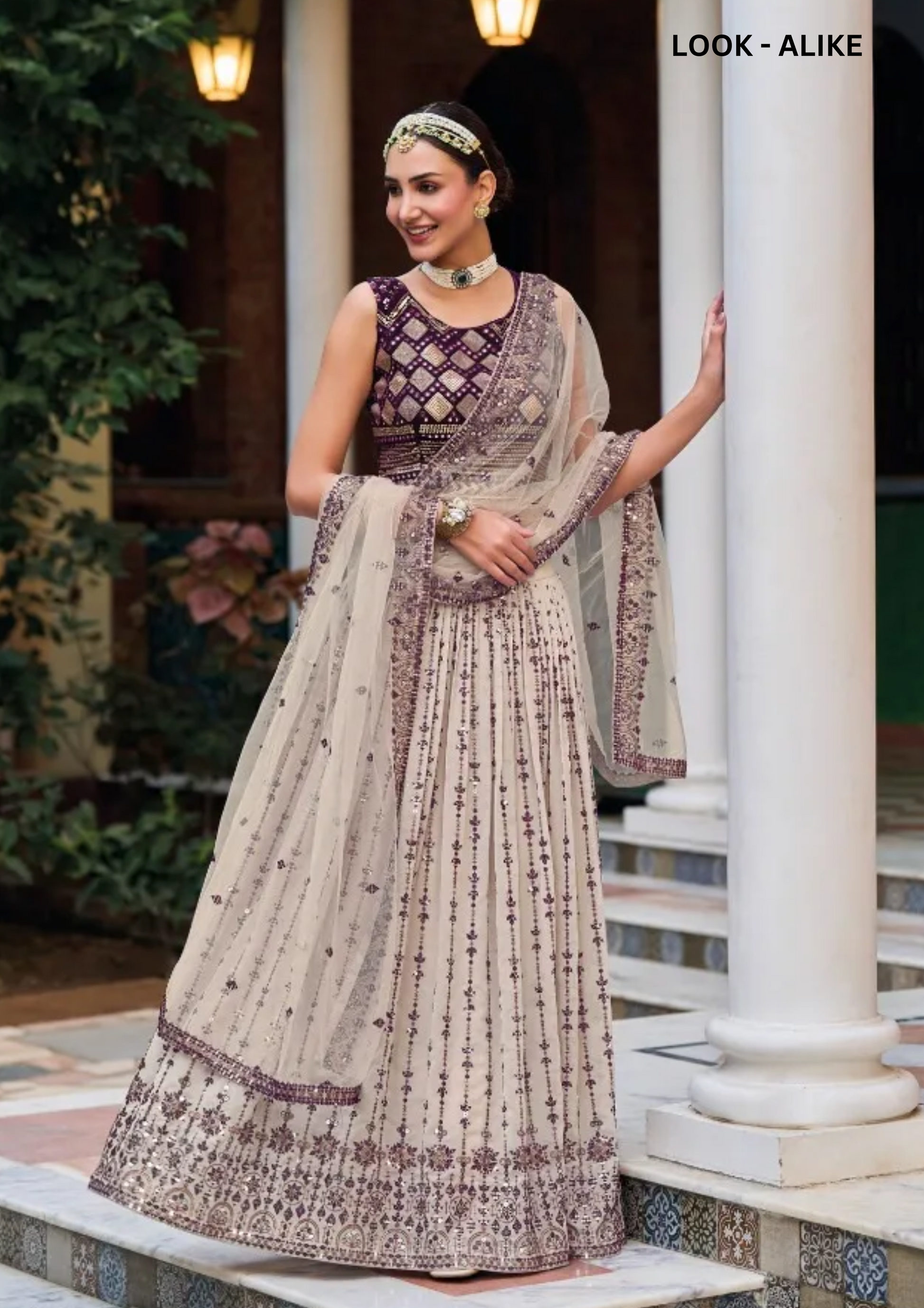 Dazzling Cream Colored Georgette Designer Lehenga Choli For Wedding