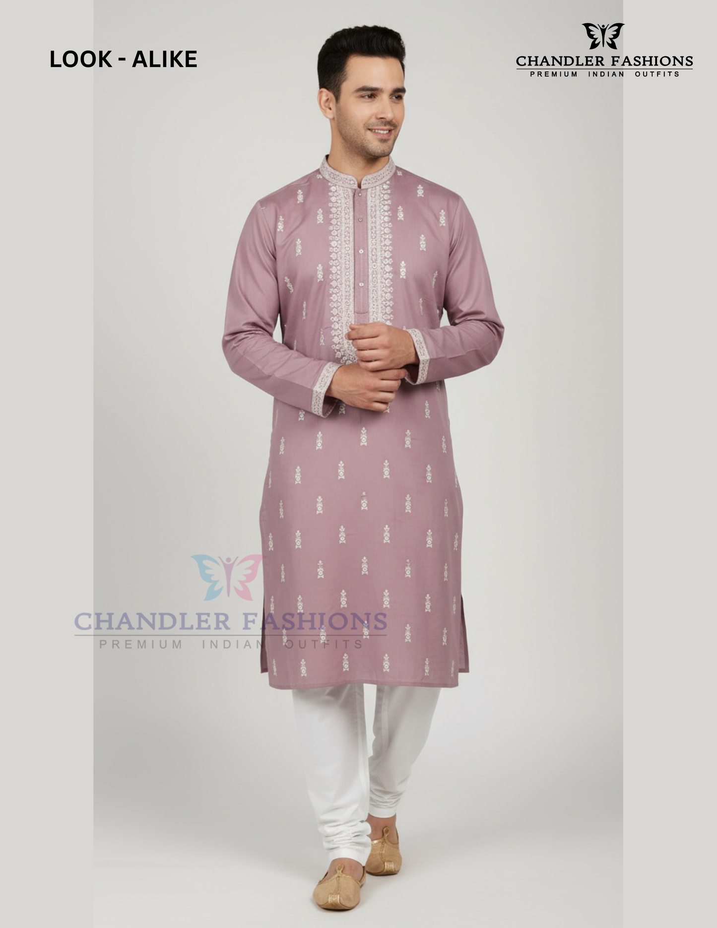 Amazing Purple Color With Embroidery Work Kurta Suits For Men