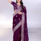Pretty Purple Color Gold Tussar Sequins Saree With Embroidery Work