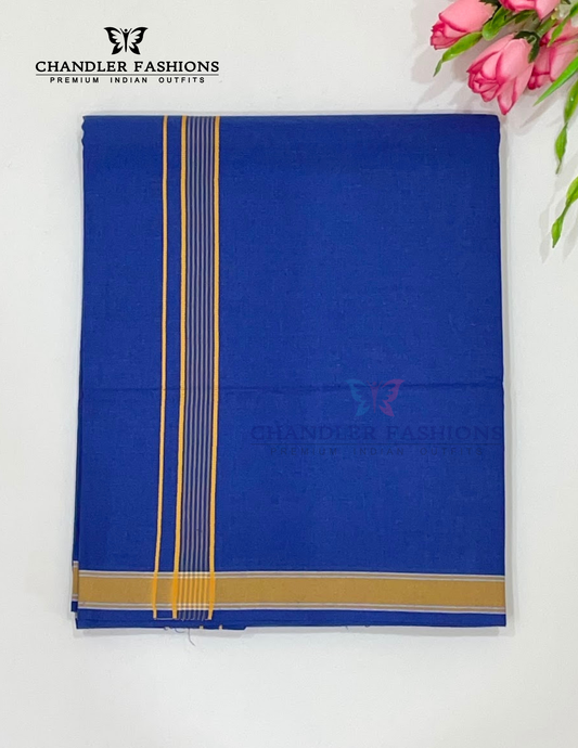 Charming Blue Color Cotton Dhoti For Men