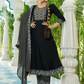 Gorgeous Black Color Rayon Foil Print And Embroidery work Salwar Suits For Women