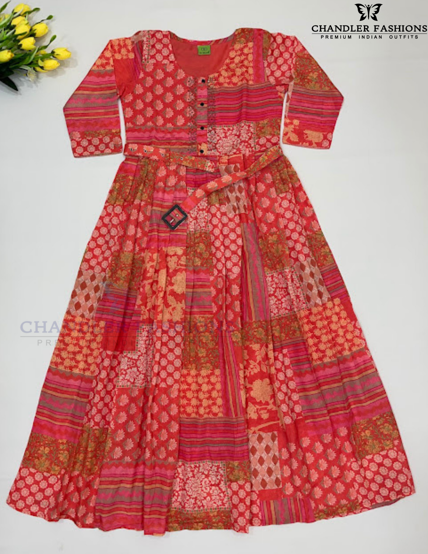 Beautiful Pink Color Rayon With Sequins Work Umbarla Kurti With Belt