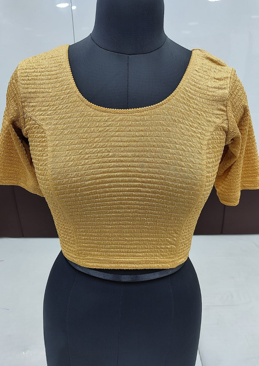 Elegent Gold Color Ready To Wear Stretchable Blouse For Women