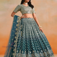 Wonderful Teal Blue Color Georgette With Embroidery And Sequins Work Lehenga Choli With Dupatta For Women