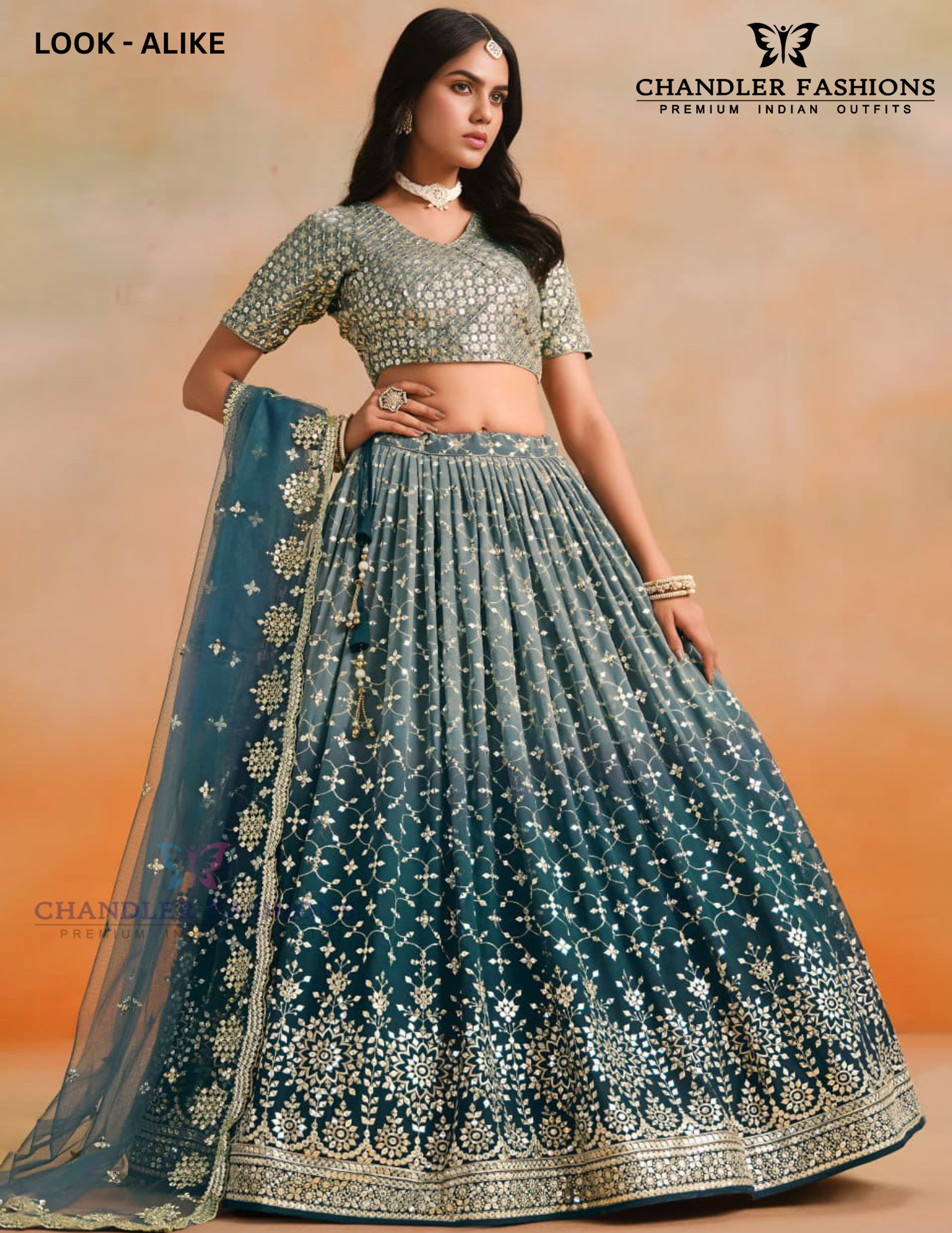 Wonderful Teal Blue Color Georgette With Embroidery And Sequins Work Lehenga Choli With Dupatta For Women