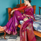 Attractive Purple Color Copper Weaving Soft Silk Saree For Women