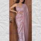Attractive Pink Color Heavy Georgette Sequins With Embroidery Work Saree