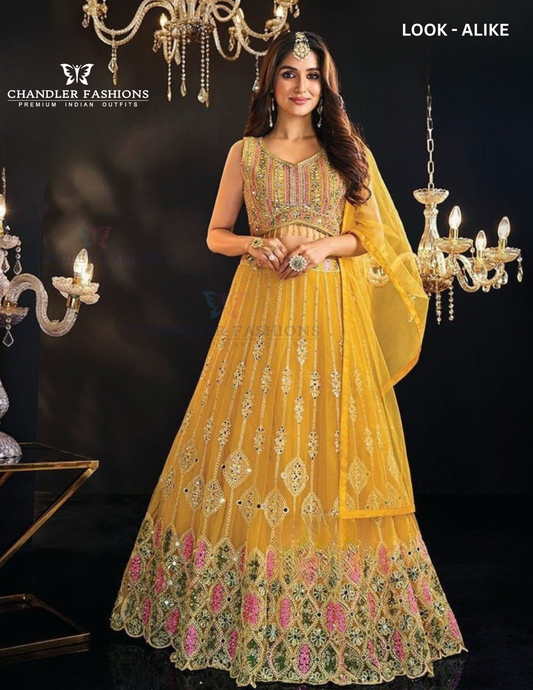 Charming Yellow Color Embroidery And Mirror Work Lehenga For Women