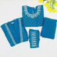 Stunning Teal Blue Color Satin Silk Palazzo Suits With Embroidery And Sequins Work For Kids Girls In USA