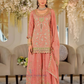 Gorgeous Peach Color Chinon With Embroidery And Sequins Work Palazzo Suit With Dupatta For Women