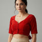 Attractive Navy Blue Colored Velvet With Paan Neck Readymade Blouse For Women