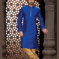 Delightful Royal Blue Color Lace Work With Pajama Set Dupion Silk For Men's Kurta