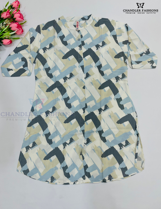 Gorgeous Multicolor Cotton Kurti With Self Design Work For Girls