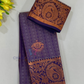 Elegant Violet Color With Copper Zari Border Art Silk Saree For Women