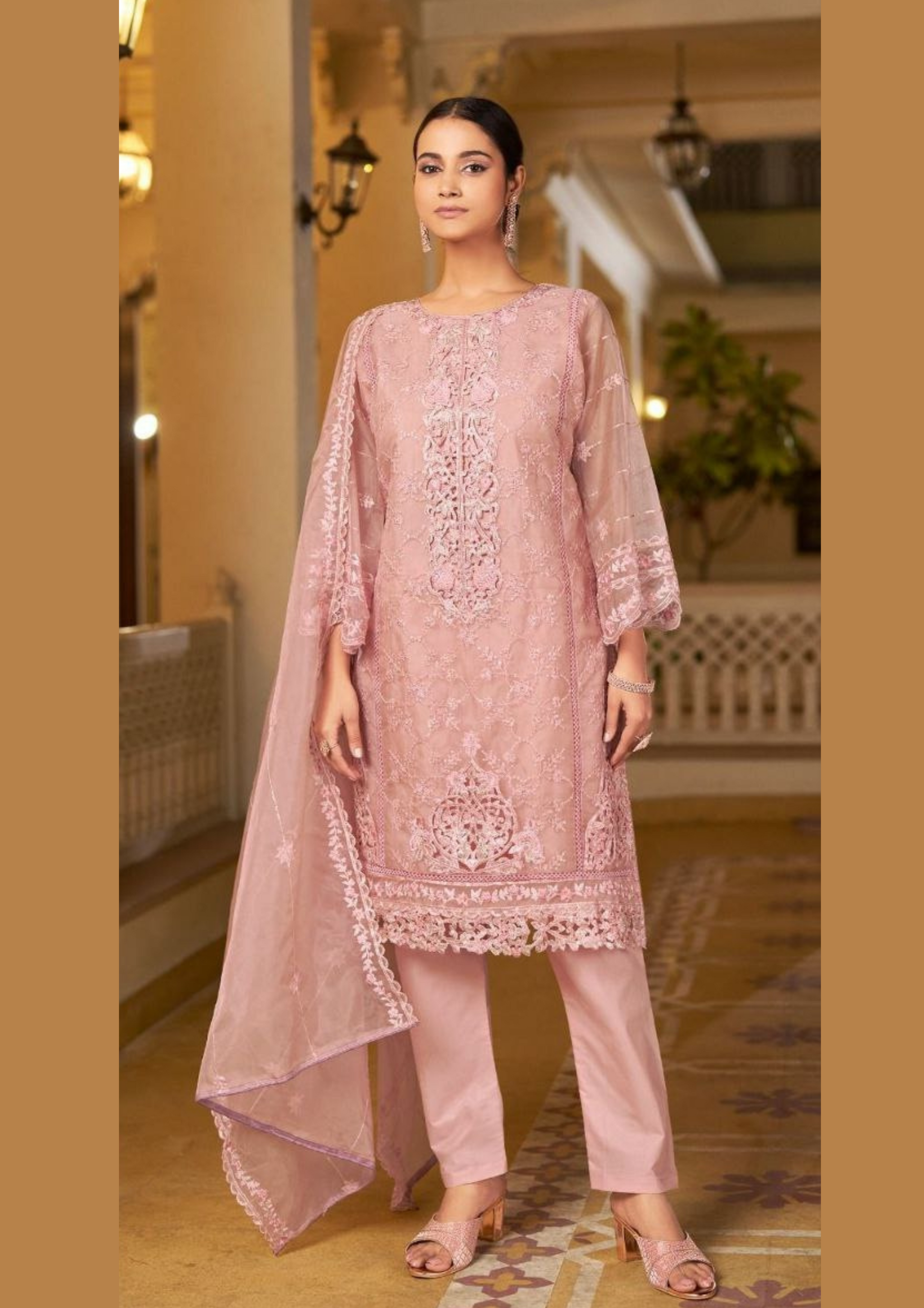Alluring Pink Color Heavy Organza with Heavy Embroidery Work Salwar Suit For Women