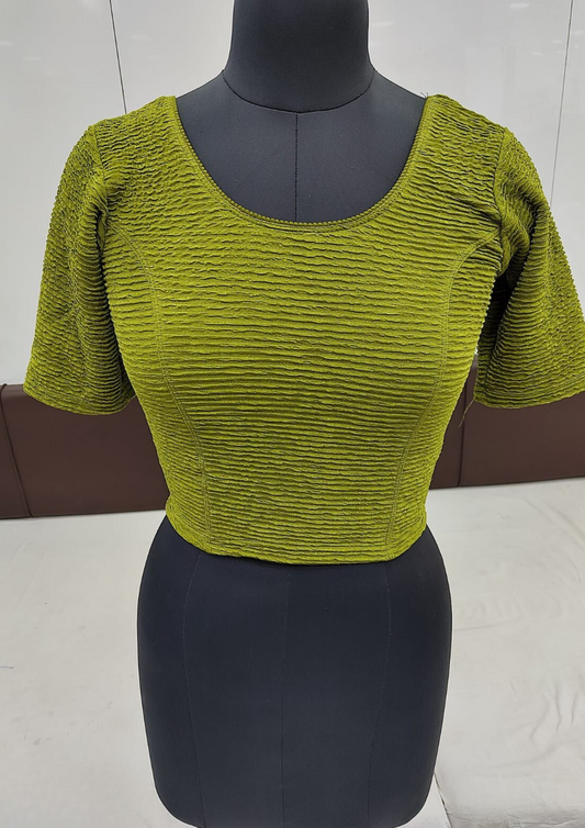 Elegent Olive Green Color Ready To Wear Stretchable Blouse For Women