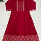Elegant Dark Red Color Cotton With Embroidery Sequins Work Kurti For Women