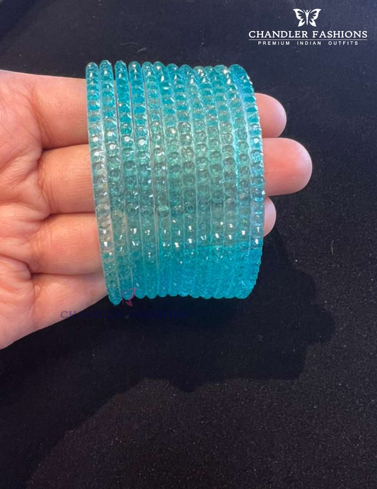 Wonderful Sky Blue Color Designer Glass Bangles For Women