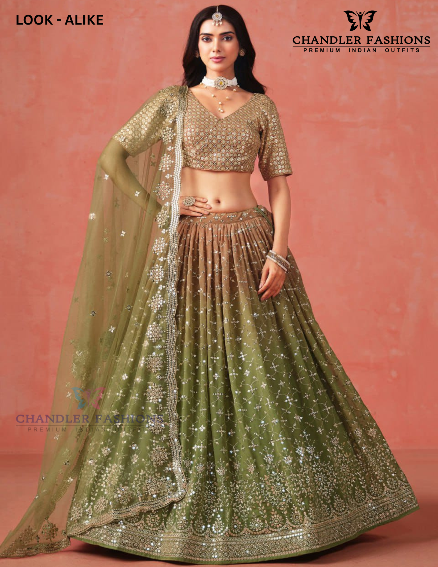 Elegant Mehendi Green Color Georgette With Sequins And Zari Embroidery Lehenga Choli For Women
