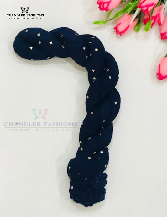 Alluring Navy Blue Colored Chiffon With Gold Printed Dupatta For Women