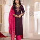 Attractive Purple Color Embroidery WorK Salwar Suits With Dupatta