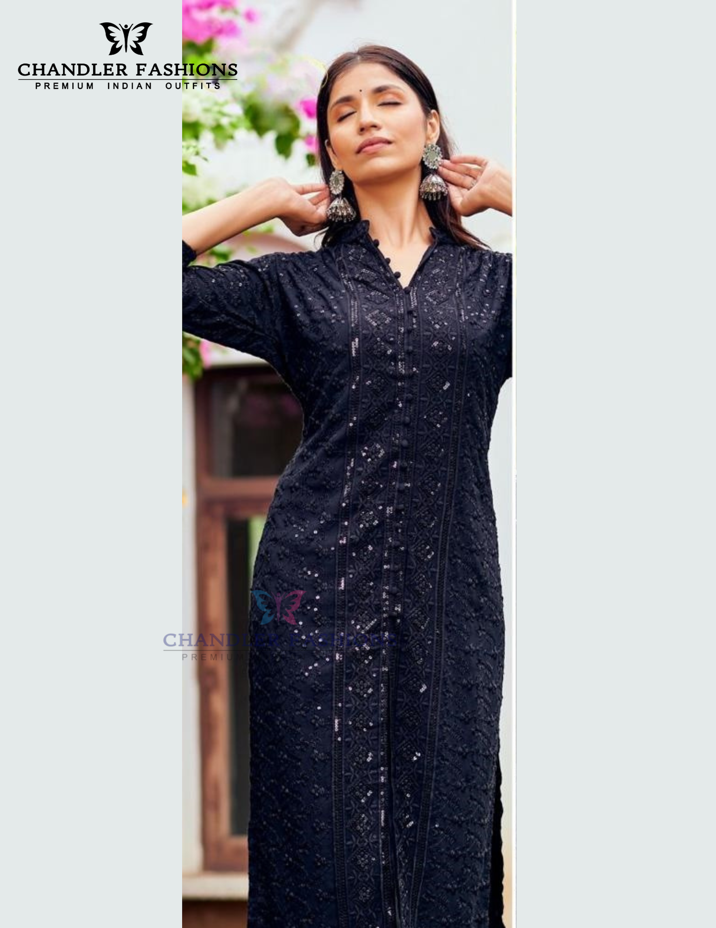 Alluring Black Color Rayon With Chikankari And Sequins Work Kurti For Women