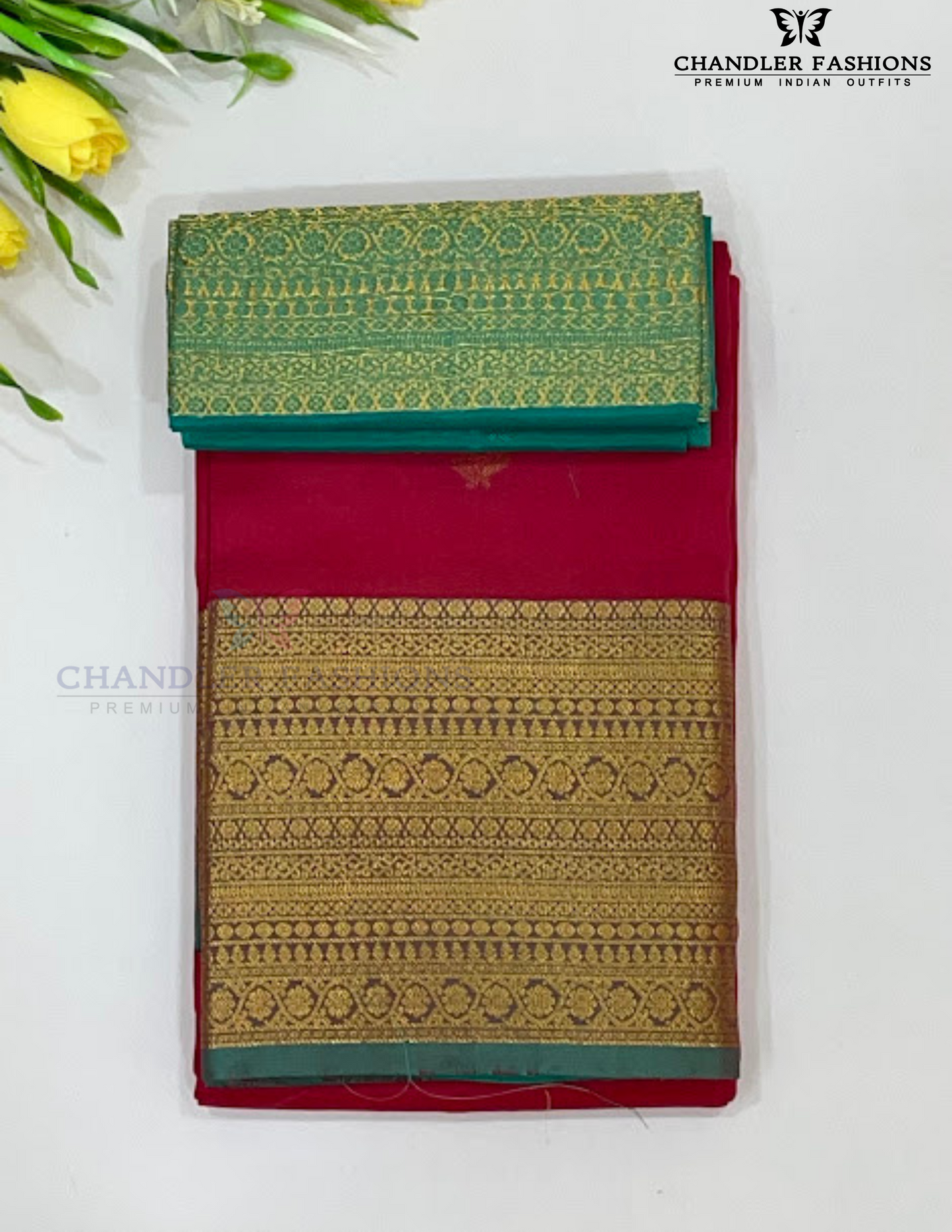 Beautiful Red Color Pure Kanchi Silk With Gold Zari Work Saree For Women - SILKMARK CERTIFIED