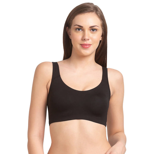 Black Colored Cotton Sports Bra For Women