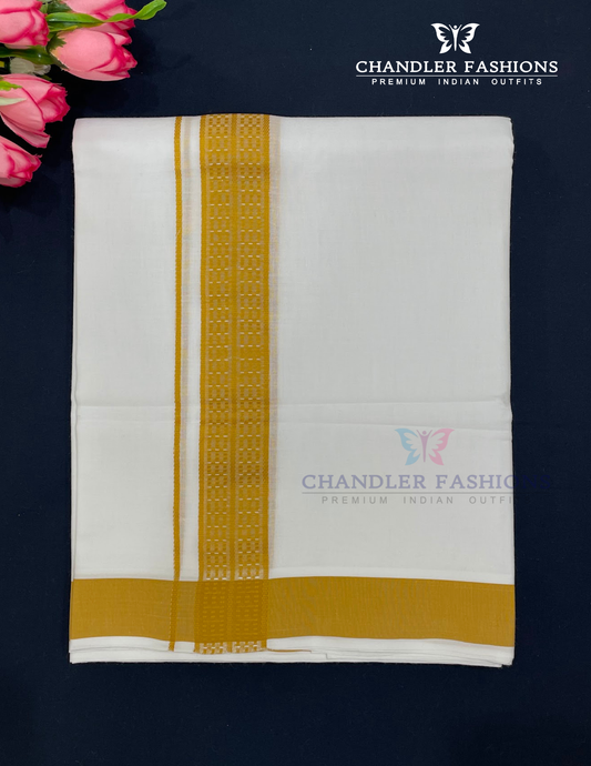 Wonderful Men's White Color Cotton Dhoti With Zari Border