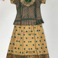 Pleasing Green And Yellow Color Silk Langa Set With Stone Work For Girls