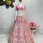 Appealing Light Pink Color Heavy Soft Net With Embroidery And Sequins Work Lehenga Choli  For Women