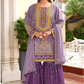 Attractive Purple Color Chinon Viscous Sharara With Embroidered Work For Women