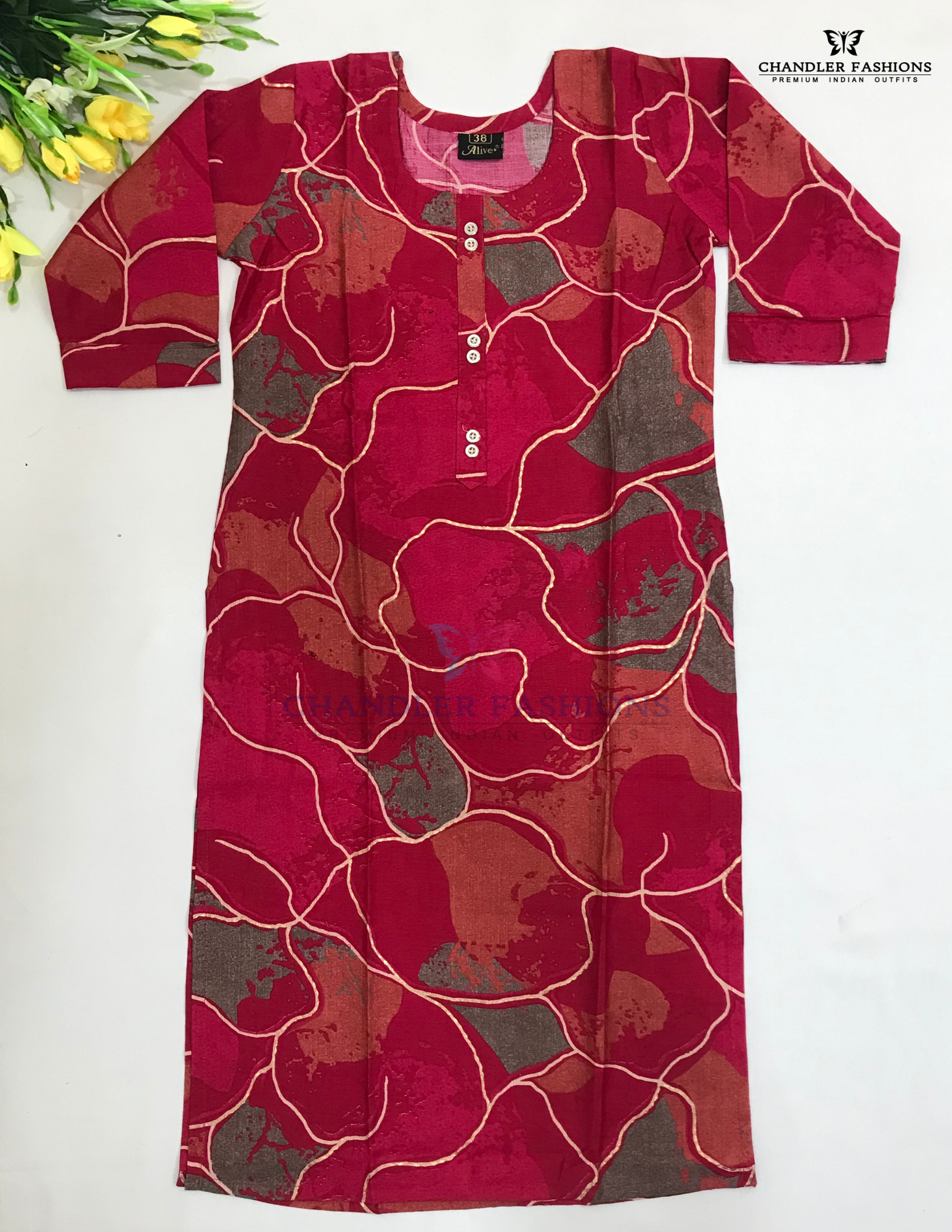 Ravishing Pink Color With Printed Work Cotton Kurti For Girls
