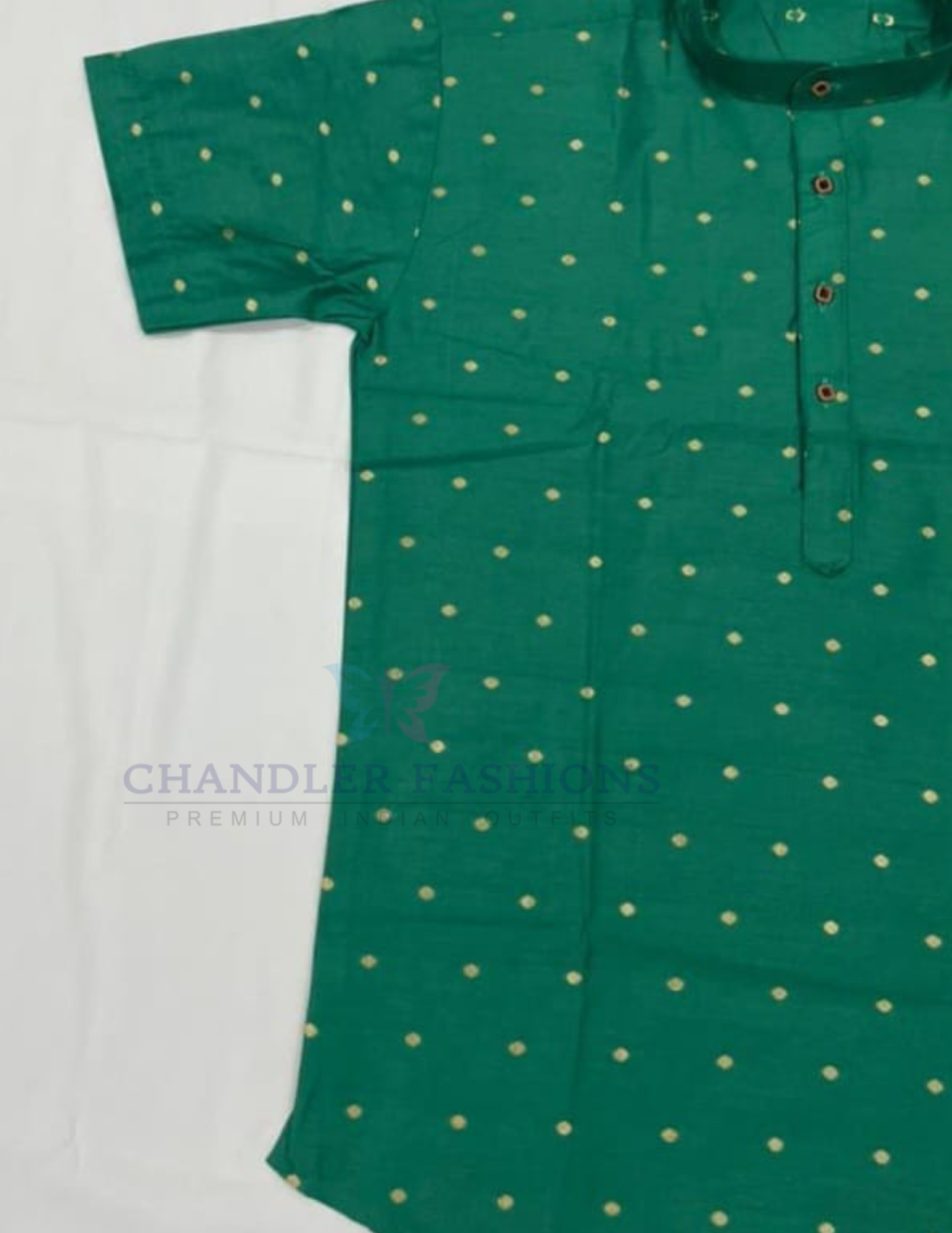 Green Color Silk Cotton Short Kurta Near Me