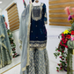 Attractive Blue Color Georgette With Embroidered Sequins Work Sharara Suits In Suncity