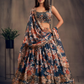 Awesome Navy Blue Color Organza With Sequins Zari And Embroidery Work Lehenga For Women