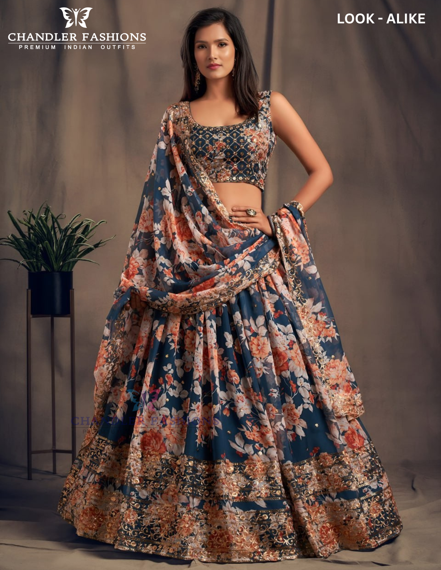 Awesome Navy Blue Color Organza With Sequins Zari And Embroidery Work Lehenga For Women