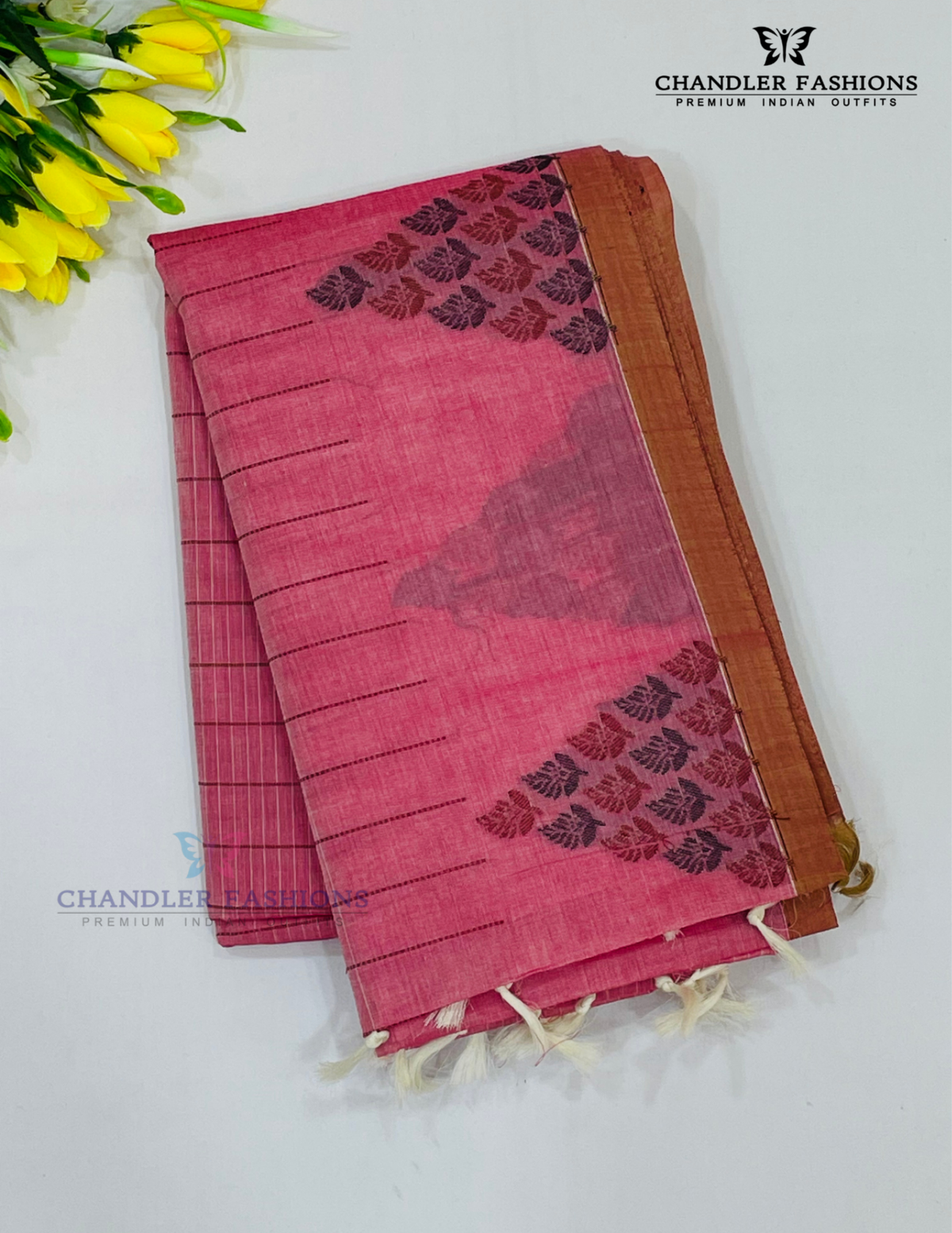 Stunning Pink Color Cotton Saree With Printed Work For Women