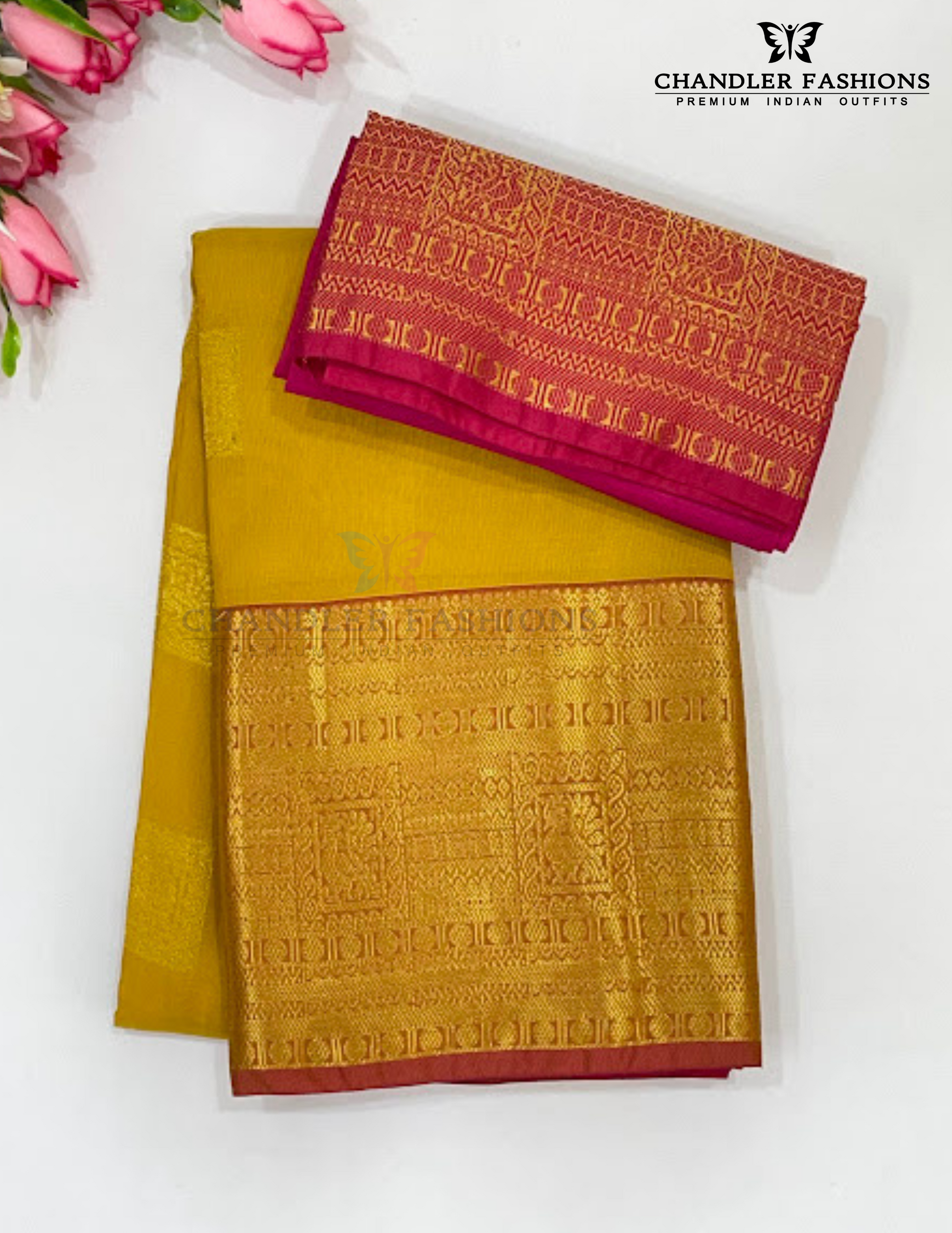 Pretty Mustard Yellow Color Pure Kanchi Silk Gold Zari Work Saree For Women - SILKMARK CERTIFIED