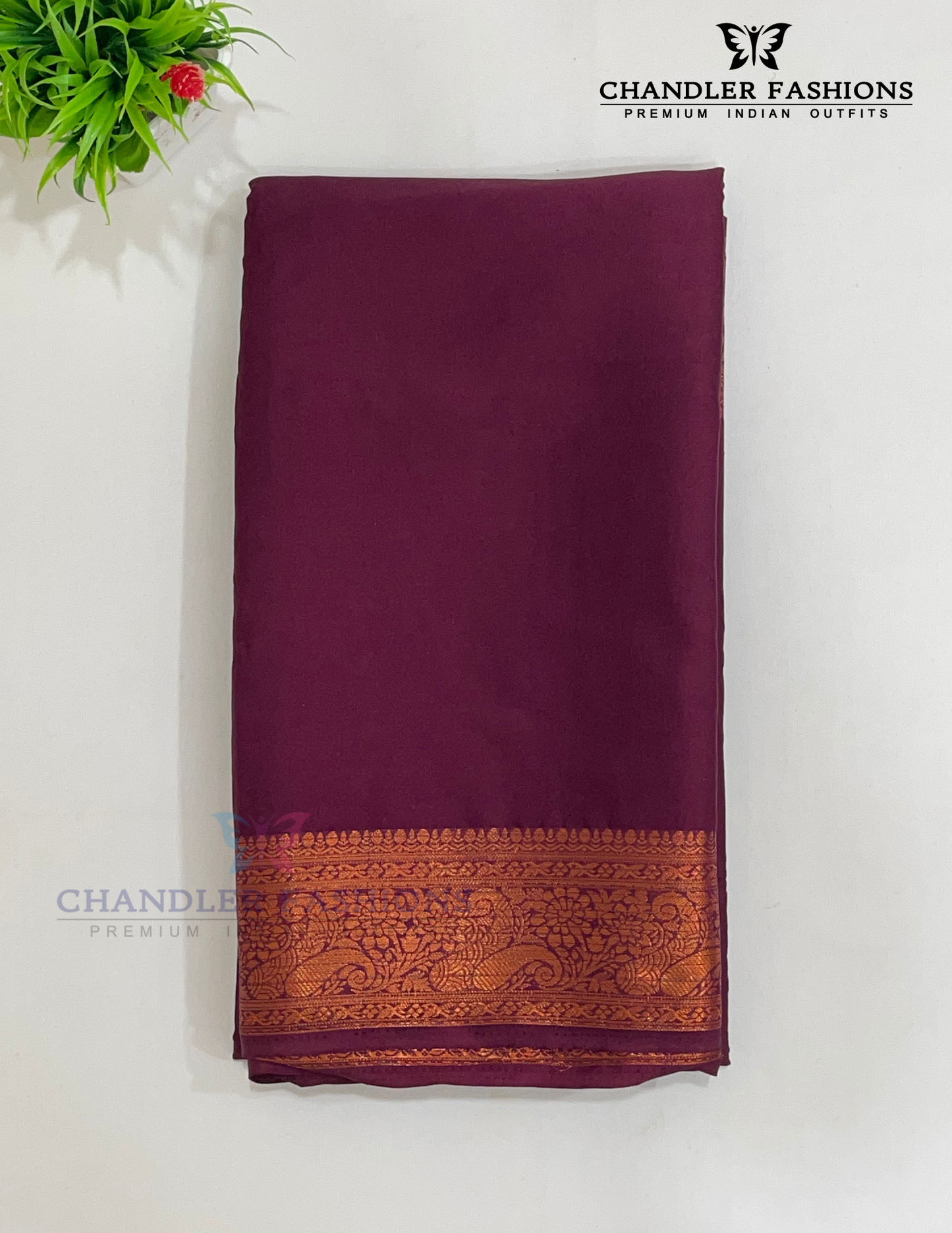 Maroon Color Mysore Silk Saree With Zari Work Near Me