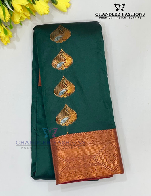 Attractive Green Color Soft Silk Saree With Maroon Border For Women