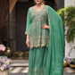 Attractive Green Color Heavy Chinon With Embroidery Work Sharara Suits With Dupatta