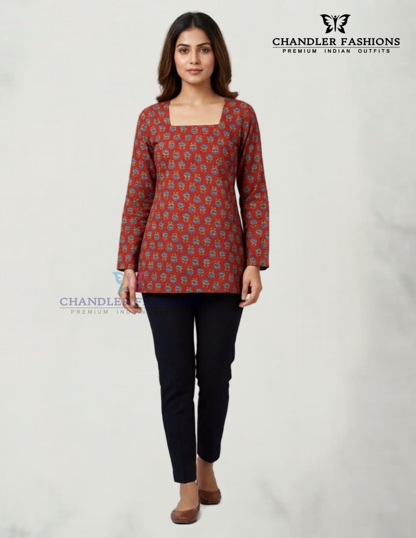 Elegant Maroon Color Cotton Short Kurti For Women