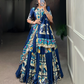 Alluring Blue Color Rayon With Printed Work Lehenga Choli With Dupatta For Women