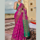 Attractive Purple Color  Handloom Silk Traditional Saree For Women