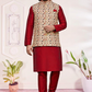 Elegant Maroon Color Digital Print Work With Silk Kurta And Pajama With Jacket